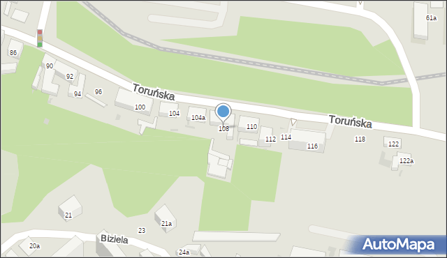 Bydgoszcz, Toruńska, 108, mapa Bydgoszczy