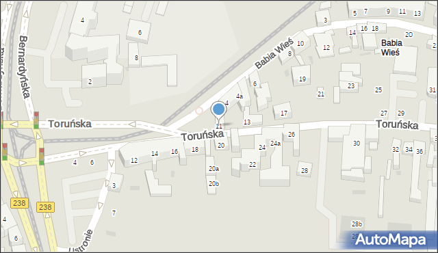 Bydgoszcz, Toruńska, 11, mapa Bydgoszczy