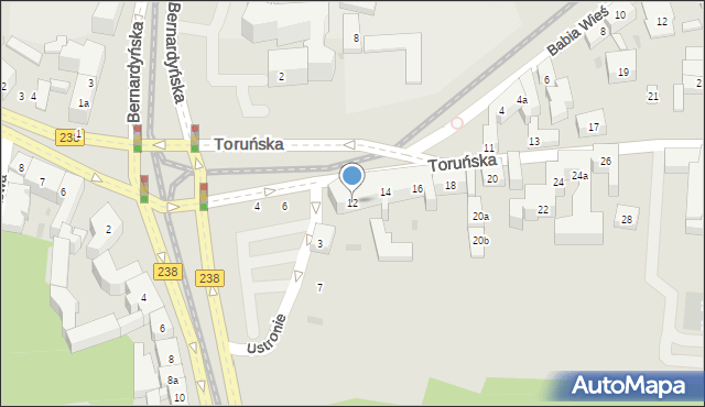 Bydgoszcz, Toruńska, 12, mapa Bydgoszczy