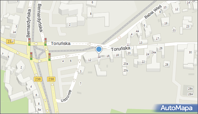 Bydgoszcz, Toruńska, 14, mapa Bydgoszczy