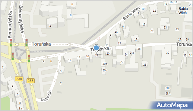 Bydgoszcz, Toruńska, 18, mapa Bydgoszczy
