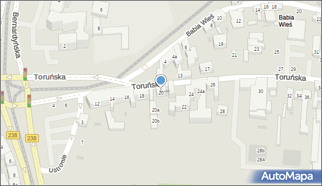 Bydgoszcz, Toruńska, 20, mapa Bydgoszczy