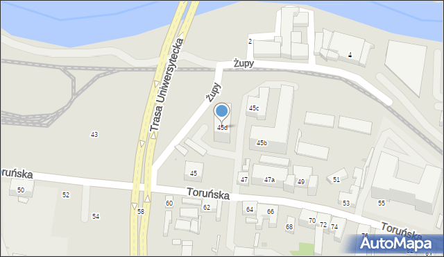 Bydgoszcz, Toruńska, 45d, mapa Bydgoszczy