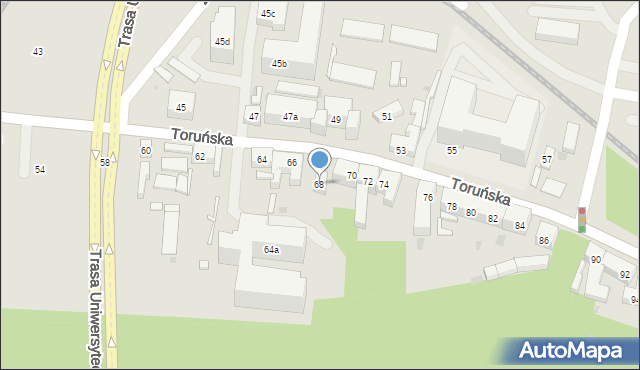 Bydgoszcz, Toruńska, 68, mapa Bydgoszczy