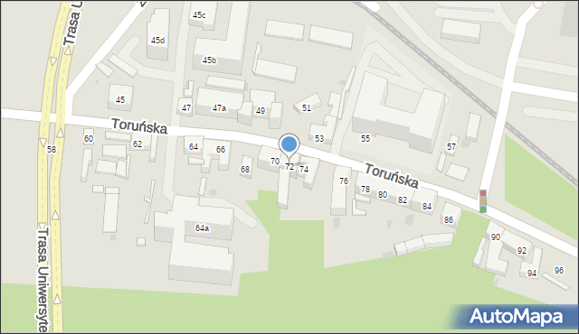 Bydgoszcz, Toruńska, 72, mapa Bydgoszczy