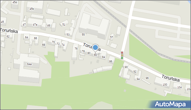 Bydgoszcz, Toruńska, 82, mapa Bydgoszczy