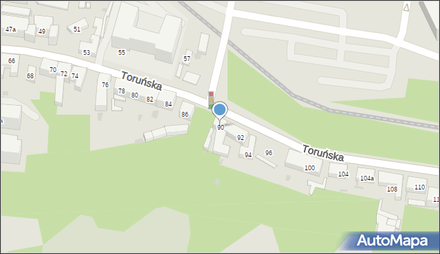 Bydgoszcz, Toruńska, 90, mapa Bydgoszczy