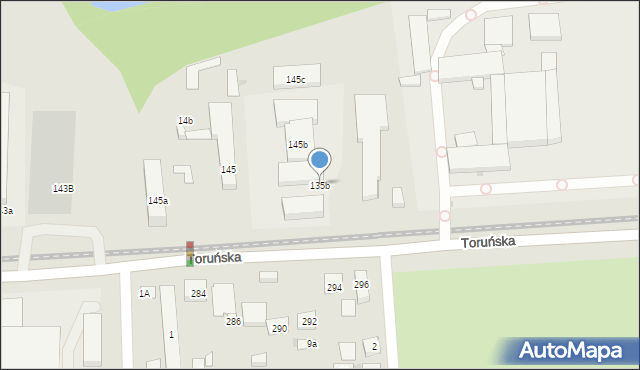 Bydgoszcz, Toruńska, 135b, mapa Bydgoszczy