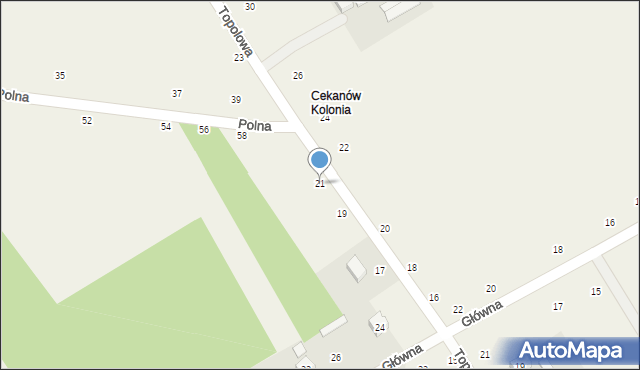 Cekanów, Topolowa, 21, mapa Cekanów