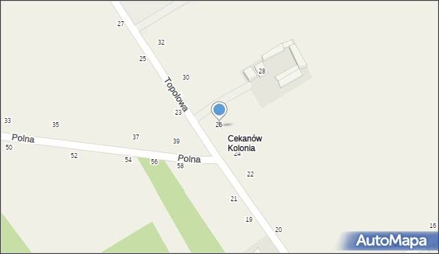 Cekanów, Topolowa, 26, mapa Cekanów