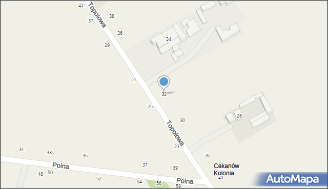 Cekanów, Topolowa, 32, mapa Cekanów