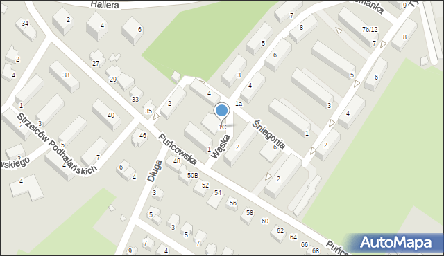 Cieszyn, Tomanka Rudolfa, ks., 1C, mapa Cieszyna