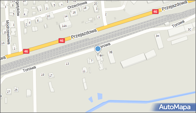 Częstochowa, Torowa, 5A, mapa Częstochowy