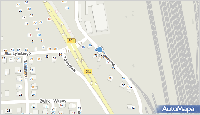 Dęblin, Towarowa, 75a, mapa Dęblin