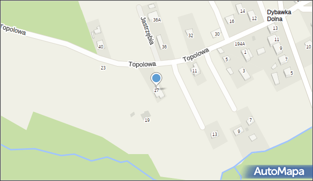 Dybawka, Topolowa, 17, mapa Dybawka