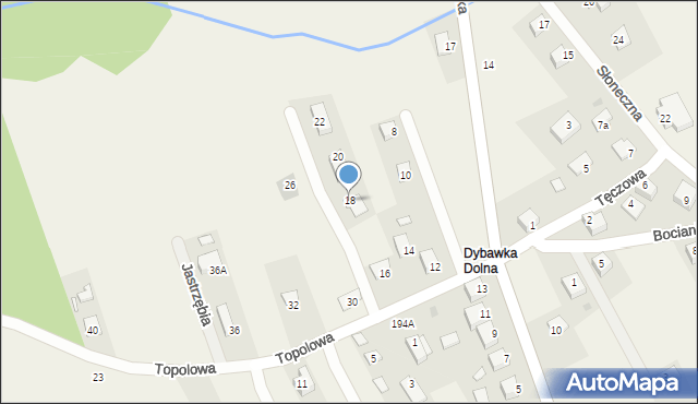 Dybawka, Topolowa, 18, mapa Dybawka