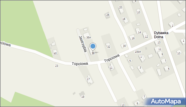 Dybawka, Topolowa, 36, mapa Dybawka