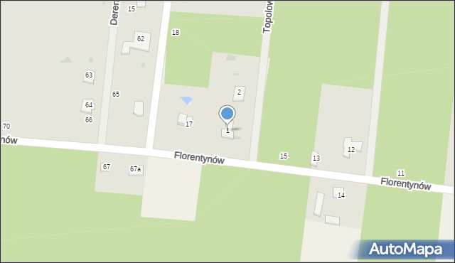 Florentynów, Topolowa, 1, mapa Florentynów