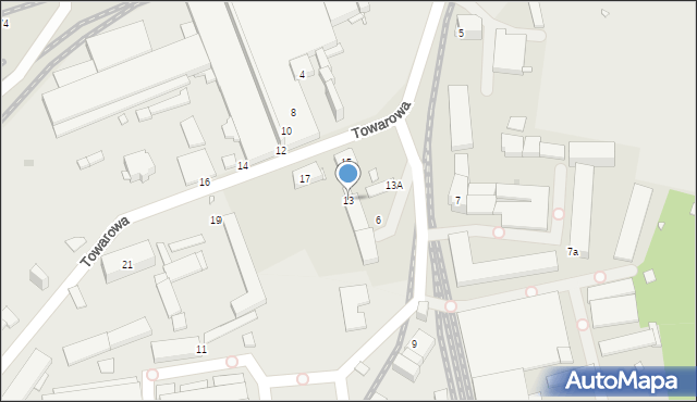 Gliwice, Towarowa, 13, mapa Gliwic