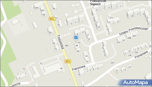Gliwice, Toszecka, 48A, mapa Gliwic