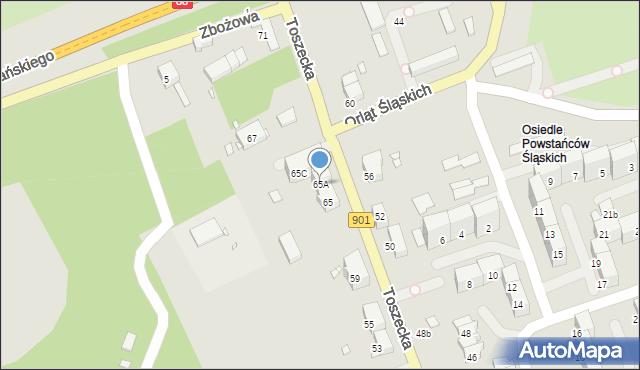 Gliwice, Toszecka, 65A, mapa Gliwic