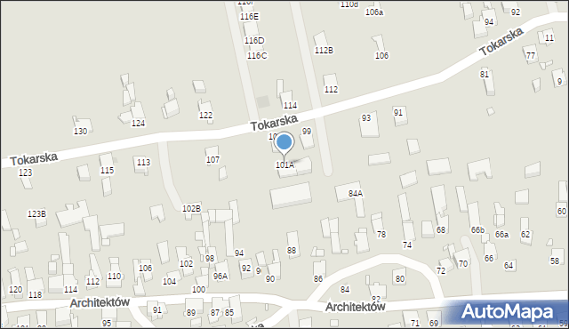 Gliwice, Tokarska, 101A, mapa Gliwic