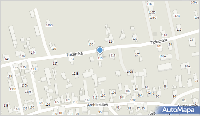 Gliwice, Tokarska, 115, mapa Gliwic