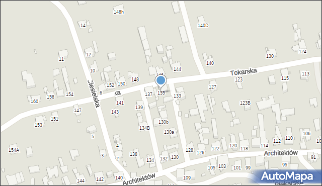 Gliwice, Tokarska, 135, mapa Gliwic