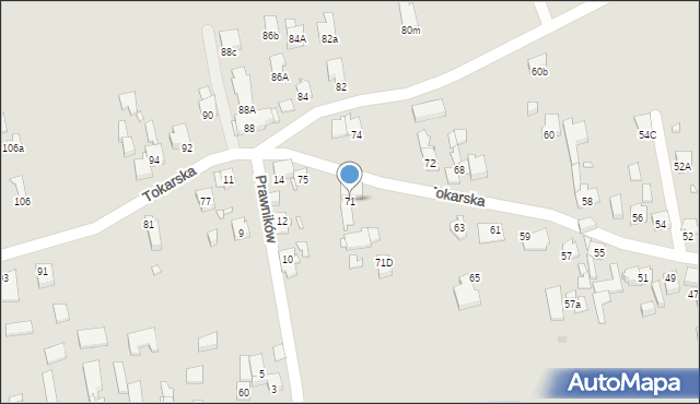 Gliwice, Tokarska, 71, mapa Gliwic