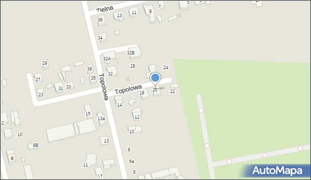 Gniezno, Topolowa, 20, mapa Gniezna