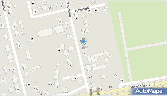 Gniezno, Topolowa, 6a, mapa Gniezna