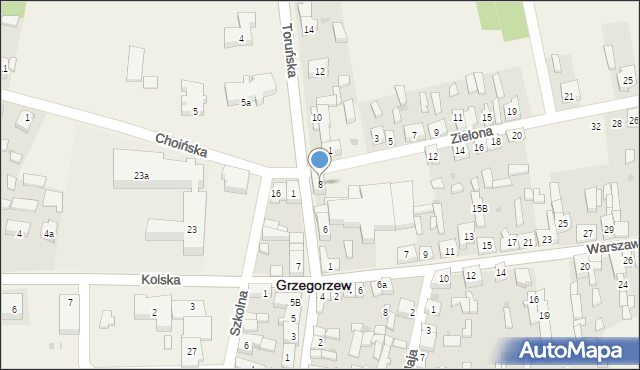 Grzegorzew, Toruńska, 8, mapa Grzegorzew