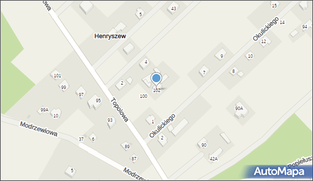 Henryszew, Topolowa, 102, mapa Henryszew