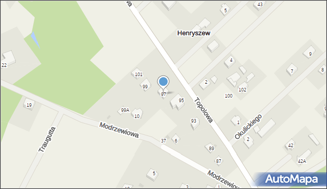 Henryszew, Topolowa, 97, mapa Henryszew