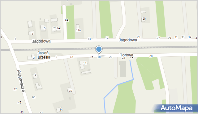 Jasień, Torowa, 18, mapa Jasień