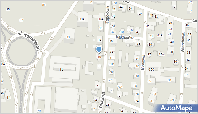 Katowice, Topolowa, 10, mapa Katowic