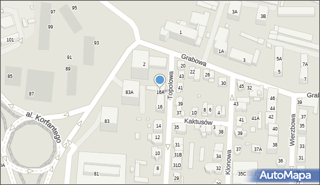 Katowice, Topolowa, 16A, mapa Katowic