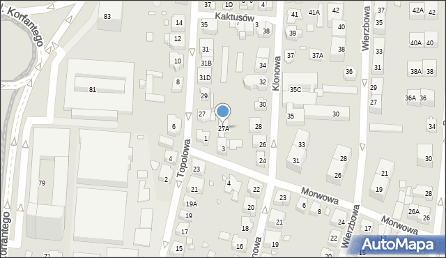 Katowice, Topolowa, 27A, mapa Katowic