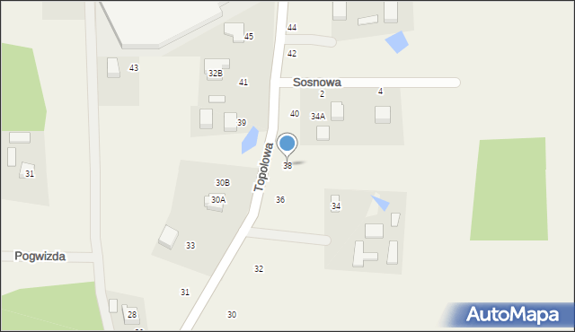 Kawle Górne, Topolowa, 38, mapa Kawle Górne