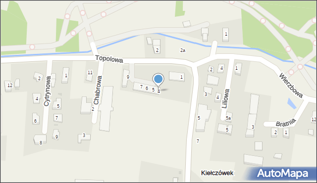 Kiełczówek, Topolowa, 4, mapa Kiełczówek