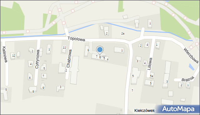 Kiełczówek, Topolowa, 6, mapa Kiełczówek