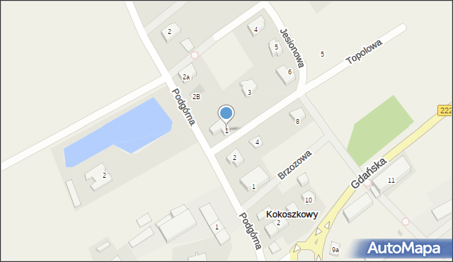 Kokoszkowy, Topolowa, 1, mapa Kokoszkowy