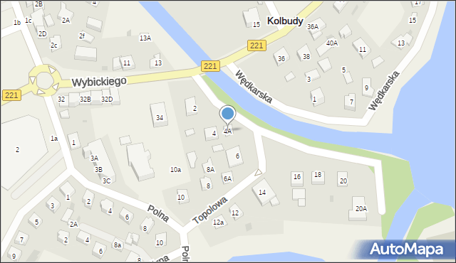 Kolbudy, Topolowa, 4A, mapa Kolbudy