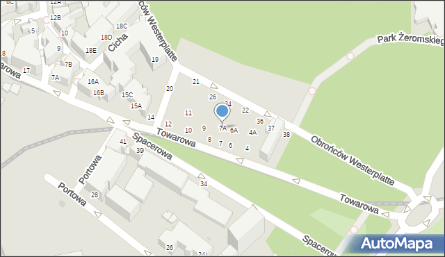 Kołobrzeg, Towarowa, 7A, mapa Kołobrzegu