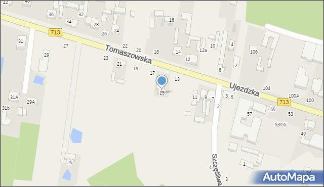 Komorów, Tomaszowska, 15, mapa Komorów