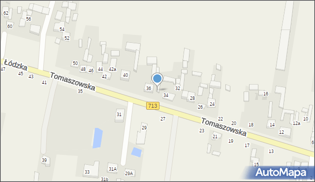 Komorów, Tomaszowska, 34a, mapa Komorów