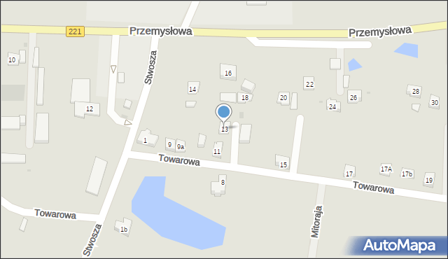 Kościerzyna, Towarowa, 13, mapa Kościerzyna