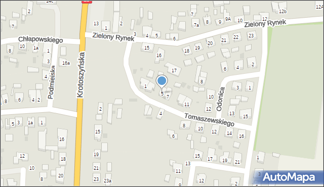 Koźmin Wielkopolski, Tomaszewskiego Mariana, dh., 5, mapa Koźmin Wielkopolski