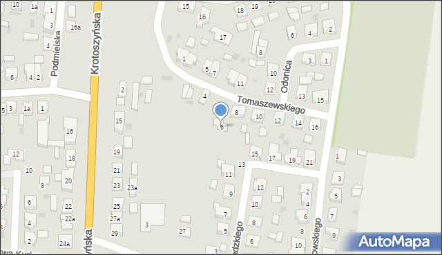 Koźmin Wielkopolski, Tomaszewskiego Mariana, dh., 6, mapa Koźmin Wielkopolski