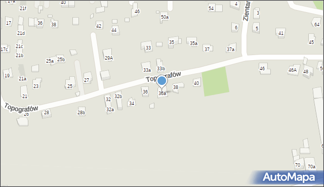 Kraków, Topografów, 36a, mapa Krakowa